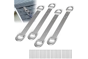 POOWEE Permanent Roof Anchors - 18" Dual D-Ring Roof Safety Anchor, Stainless Steel Roof Anchors for Fall Protection, Roof Anchor Kit, for Wood Framed Building, OSHA and ANSI Standards, 4 PCS
