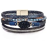 FANCY SHINY Leather Wrap Bracelet Boho Cuff Bangle