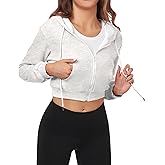 FKEEP Cropped Zip Up Hoodie Women Jacket Top Sweatshirt Casual Basic Gym Workout Sport