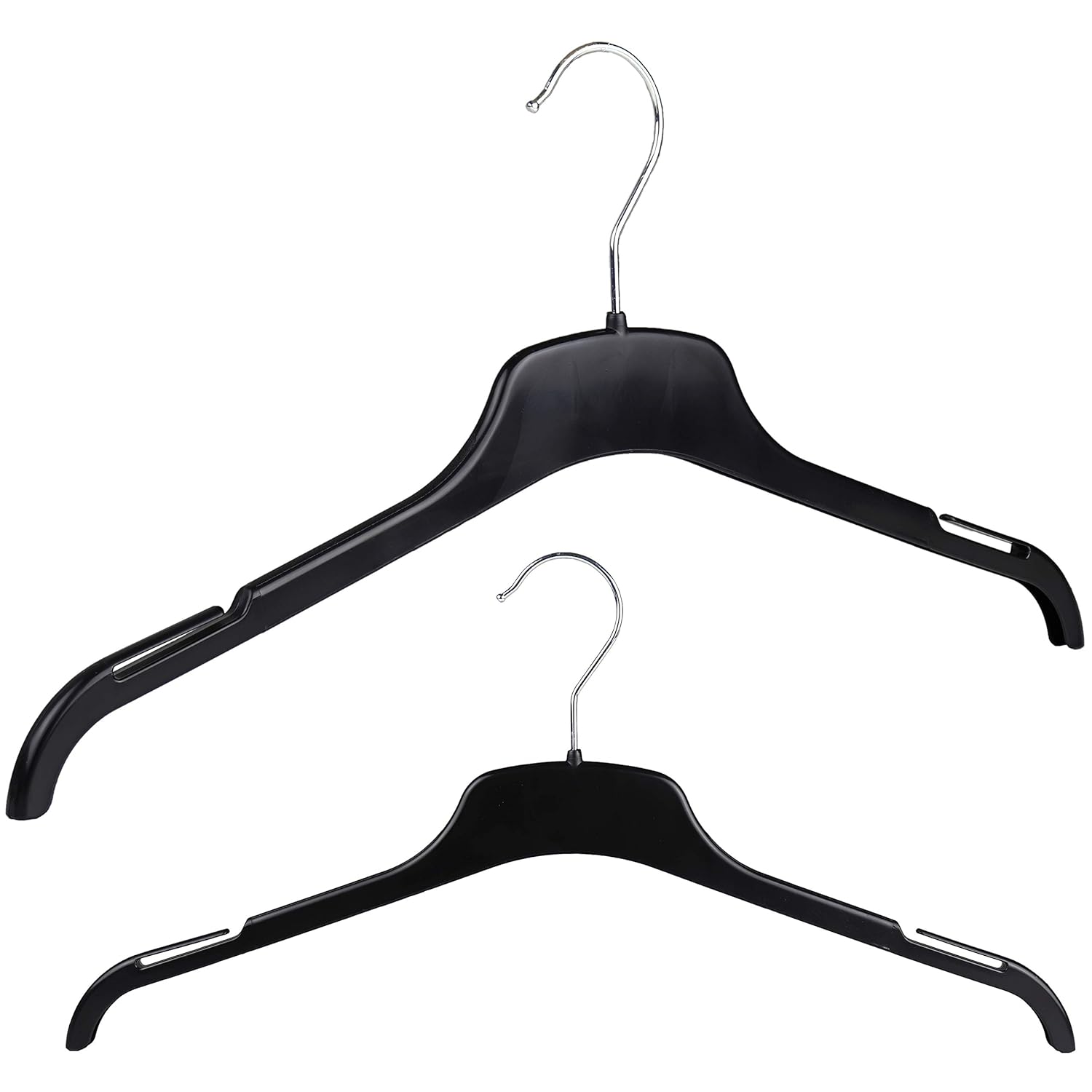 20 Black Plastic coat hangers, 43cm adult tops hanger ideal for tops