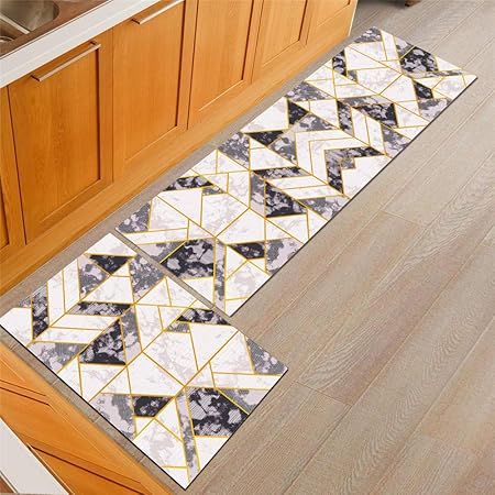 Treer Kitchen Rugs Non-Slip Washable Doormat, Geometric Fashion Treer Kitchen Rugs Non-Slip Washable Doormat, Geometric Fashion