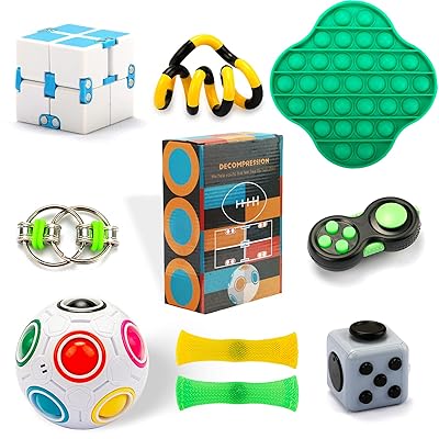 Set 10 Braccialetti Antistress Pop - Giocattoli Fidget In Silicone Per Bambini E Adulti