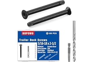 Bopowo (100pcs) 5/16-18 x 2-1/2" Flat Head Thread Cutting Trailer Deck Screws, Black Phosphate, Package Contains T40 Star Drivea and 9/32 Drill bit
