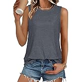 JOELLYUS Womens Tank Tops Summer Casual Crew Neck Sleeveless Top Loose Fit Basic Tunic Shirts