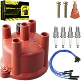 MOAUTO Ignition Distributor Cap &amp; Rotor and Iridium Spark Plugs with Wire Set Tune Up Kit 671-4138 JH81T Compatible with Toyota 4Runner Pickup 1984-1992 2.4L L4