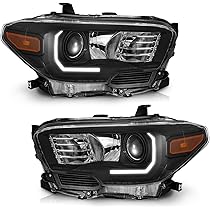 AUTOGALAXY Pair LED DRL Black Housing Headlights For 2016-2021 Toyota Tacoma - Halogen