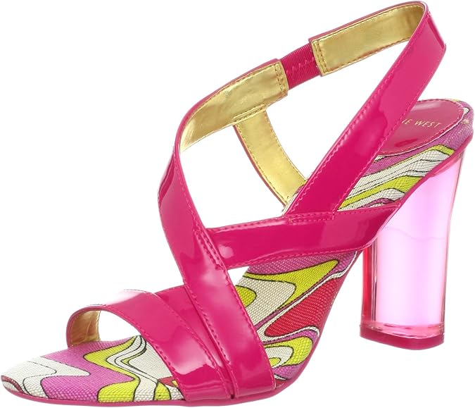 Amazon.com | Nine West Women's Perpetual Sandal, Pink Lux Patent, 8.5 M US | Platforms & Wedges