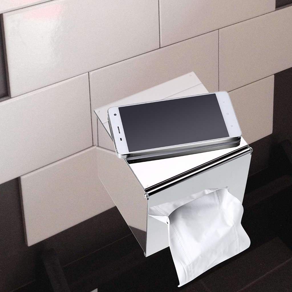 Sumnacon Square Stainless Steel Tissue Box Cover Wall Mounted Stylish