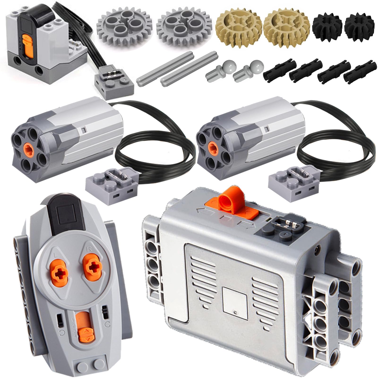 Photo 1 of 5-in-1 Motor Kit Compatible With Lego: Power Functions Technic Remote Control Set With Battery Box, Engine Parts, Controller, Steering Servo, Building Block Gears Starter (5 in 1 Set)