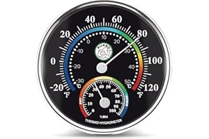 AUAAQ 5" Analog Dial Reptile Thermometer and Humidity Gauge, Terrarium Thermometer and Hygrometer for Reptile Tank – No Battery Required, Adjustable, Perfect for Green House, Home, Office, Garden, Warehouse