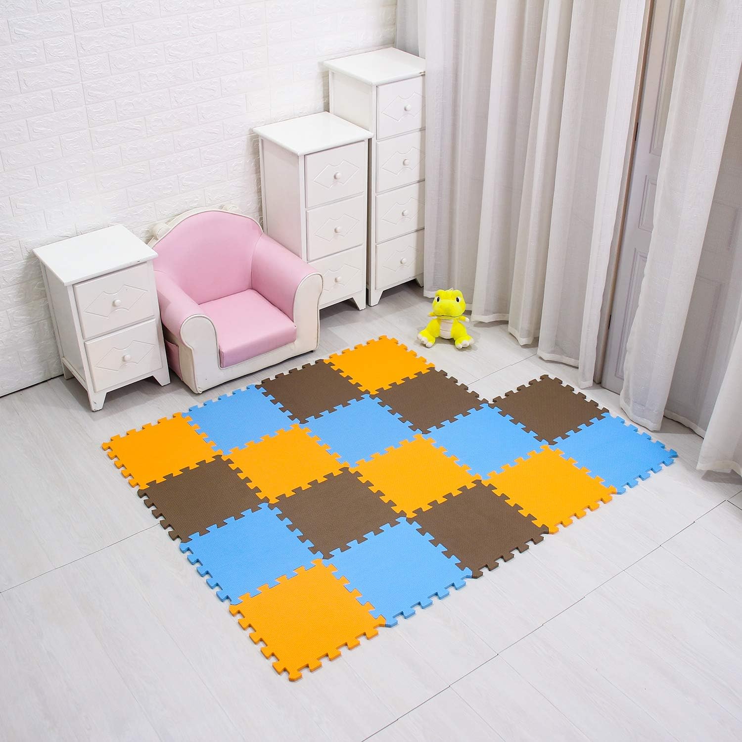 Meiqicool Tapis Enfant Puzzle Tapis Mousse Bebe Tapis De Jeu Tres Resistant Pour Enfants Tapis De Sol 18 Dalles En Mousse Multicolores Blanc Orange Marron 0106 Jeux Et Jouets Accessoires Schoolofbabywearing Com