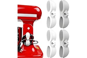 JUJUBE PRODUCTS 4 Pack Upgraded Cord Organizer for Kitchen Appliances with Self Adhesive Mount, Stick On Cord Organizer for Appliances, Cable Cord Holder Cord Winder for Blender Mixer, Toaster, Air Fryer (White/Grey)