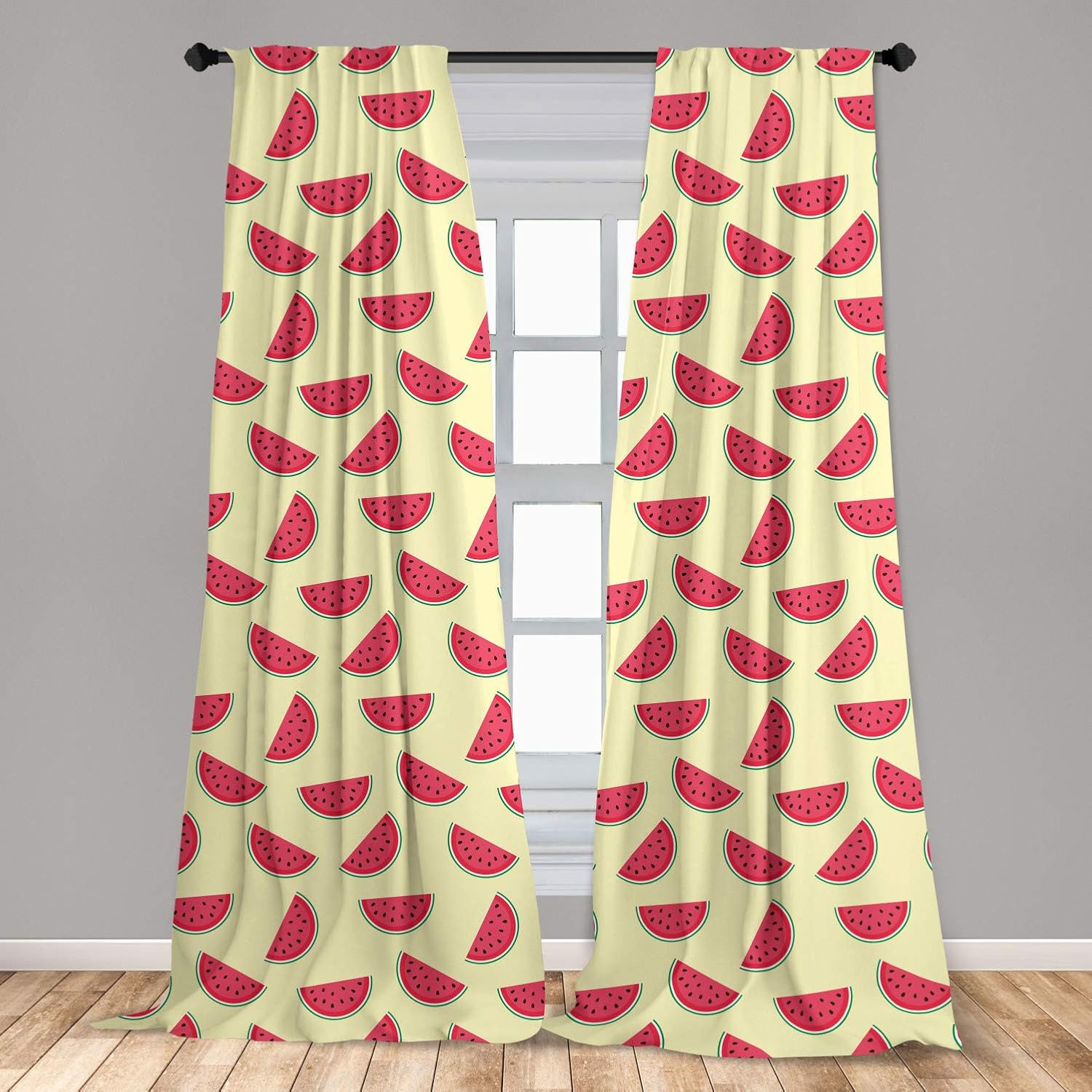 Amazon.com: Lunarable Watermelon 2 Panel Curtain Set, Summer Vegan ...