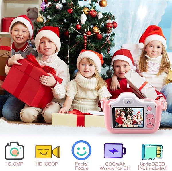 QCHEA Kids Gifts Camera 16 0MP HD 2 Screen 8 0MP Shockproof Mini Child Video Camera Camcorder for Boys Girls Ages 3 10 Child Selfie Camera Camcorder with Safe Silicone Case for Child Play