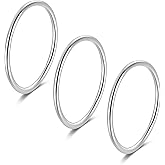 SILBERTALE 925 Sterling Silver Knuckle Rings for Women Minimalist Thin Stacking Rings Set 3PCS Midi Pinky Ring Size 2.5-8.5