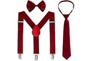 Sdfvsdg Kids Suspenders Bowtie Necktie Sets Adjustable Suspender Elastic Necktie Classic Accessories for Boys Girls