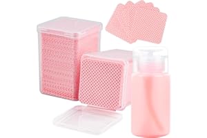 Corconess 400PCS Lint Free Nail Wipes with Dispenser - Gel Nail Polish Remover Wipes with Acetone Dispenser,Lash Extensions Glue Cleaning Wipe with 1PCS Empty Pump Dispenser Bottle Nail Supplies