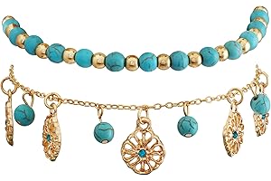 MINACHI Boho Floral Tassel Anklet, Summer Beach Jewelry Accessories, Foot Chain Bohemian Jewelry for Women