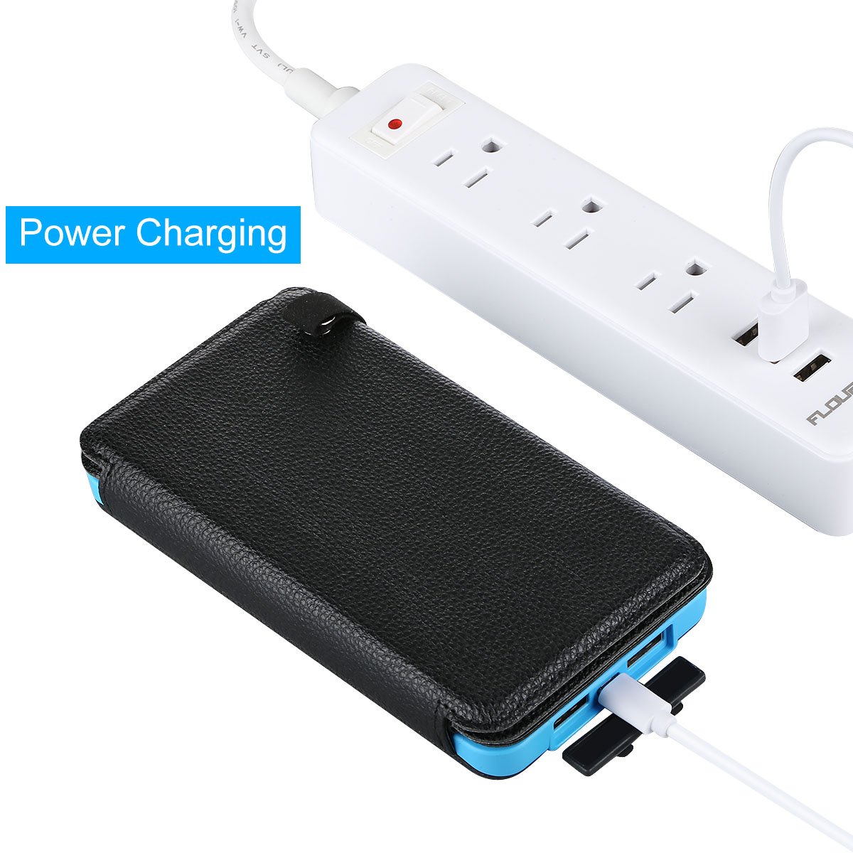 Solar Charger Power Bank 10,000mAh With 1+3PCS Solar Panels - FLOUREON Portable Mobile Phone Solar Charger Power Bank Dual USB 1.0A/2.1A Max IP67 Waterproof LED SOS Flashlight External Battery for iPhone, iPad, Samsung Galaxy and Android Ph