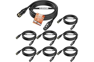 Czgor DMX Cable 10ft 8 Pack, Flexible 3 Pin Gold-Plated XLR Male to Female Cables Wire for Stage Lighting Signal XLR Connection Compatible with Microphone, Stage Light, Par Lights Input & Output
