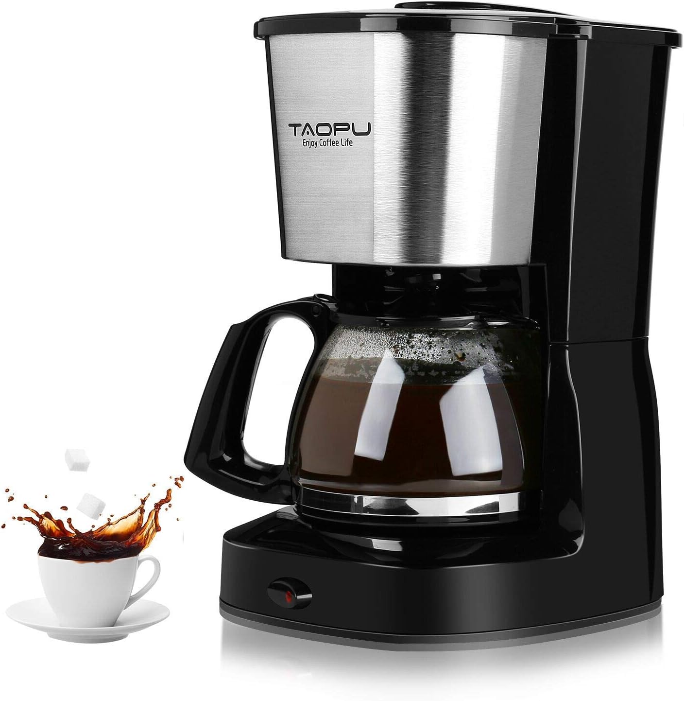 Amazon Com Coffee Maker Drip Coffee Maker With 1 25l 8 10 Cups With Glass Carafe And One Touch Button Coffee Machines With Stainless Steel Decoration Black Kitchen Dining