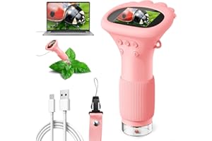 ASHFLY Microscope for Kids, Mini Pocket Handheld Microscope with 2'' Inch Screen - 200x Zoom Camera, Birthday Birthday Gifts for Age 3-12 Girls