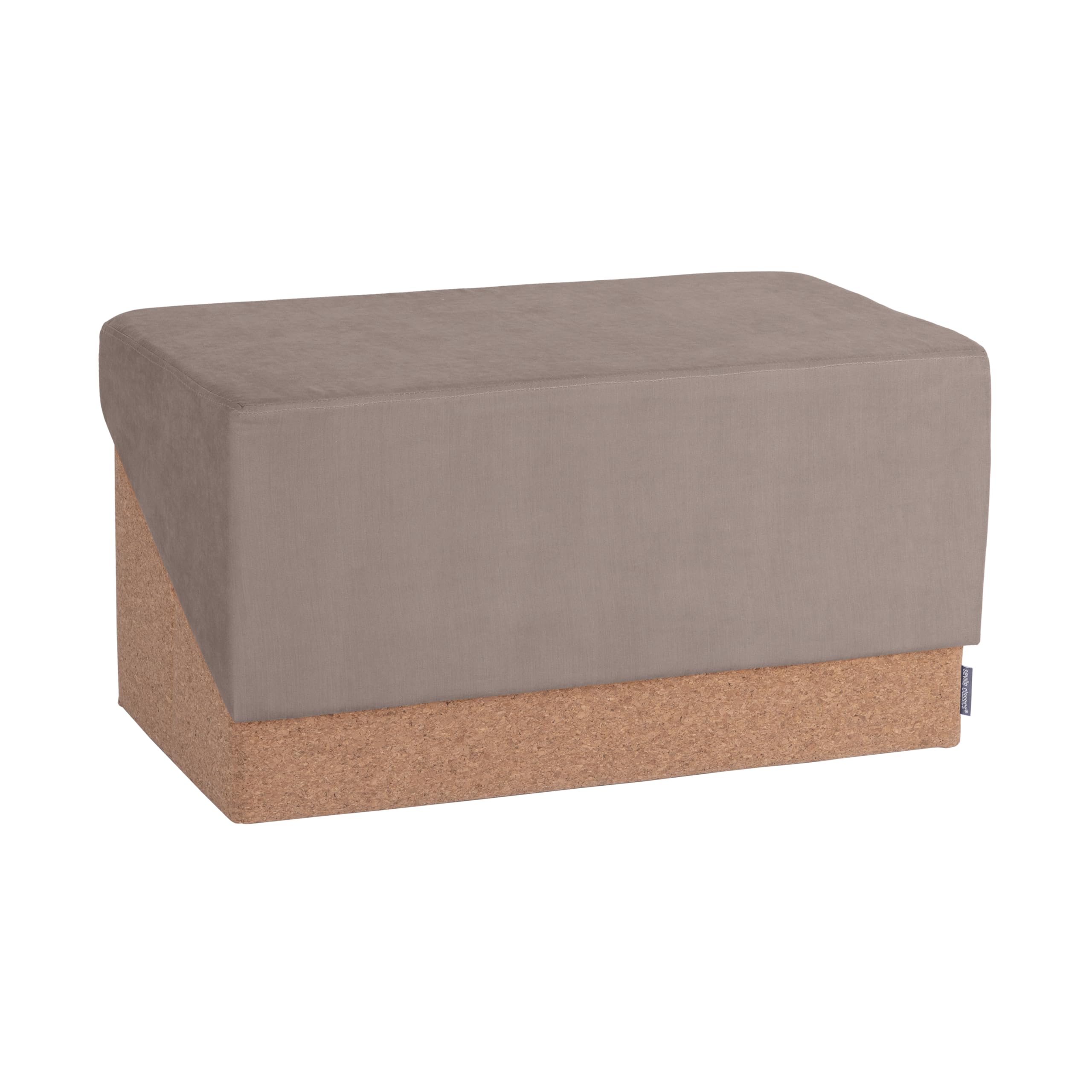Seville Classics Cushioned Fabric Ottoman Hidden Storage Chest Footrest Chair, Padded Seat for Bedroom, Dorm, Loft, Living Room, Entryway, Hallway, Cork/Taupe, 30" Bench Image