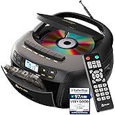 KLIM CD Player & Cassette Tape Player, Bluetooth Boombox, AM/FM Radio, Stereo Sound, Remote, CD and Cassette Combo, Tape Recording, USB Drive, AUX, AC/DC Powered