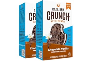 GENERIC Catalina-Crunch Chocolate Vanilla Keto Sandwich Cookies | Keto Snacks | Low Carb, Low Sugar | Vegan Cookies, Plant Protein Cookies | Keto Friendly, Keto Dessert (Pack of 2)