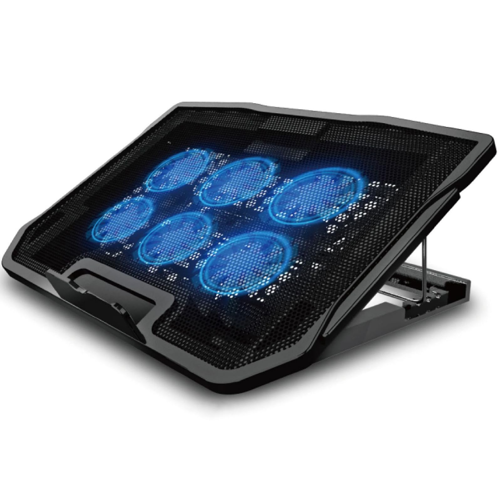 Laptop Cooling Pad, Slim Portable Laptop Cooler with 6 Quiet Fans Adjustable Height, Laptop Fan Cooling Pad with 2 USB Ports, Laptop Cooling Stand, Notebook Cooler Suitable for 12-17 Inch Notebook