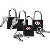 UP Security Luggage Locks TSA Approved 4 Pack, Keyed TSA Locks for Luggage | Small Padlock with Key for Travel Suitcase, Backpack, Bag, Tent Zipper, Keyed Alike Metal Mini Padlock for Box, Case, Black