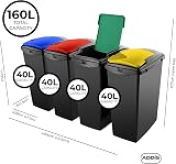 Addis 40 Litre Recycling Bins Set of 4 Interlocking Lids Colour Coded view 7