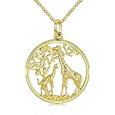 Giraffe Necklace 925 Sterling Silver Tree of Life Family Love Pendant Necklace Jewelry Birthday Gifts for Women Mother