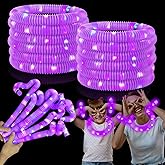 Purple Glow Sticks Pop Tubes,12-24PCS Light Up Necklaces & Bracelets,Mardi Gras Party Favors Accessories Decorations,Glow Birthday Wedding Carnival Valentines Day Party Supplies for Kids & Adults