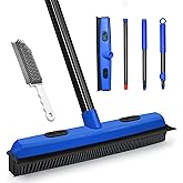 Dolanx Rubber Broom Carpet Brush with Squeegee, Pet Hair Remover with 52.8 inches Long Handle, Detailing Lint Fur Removal Too