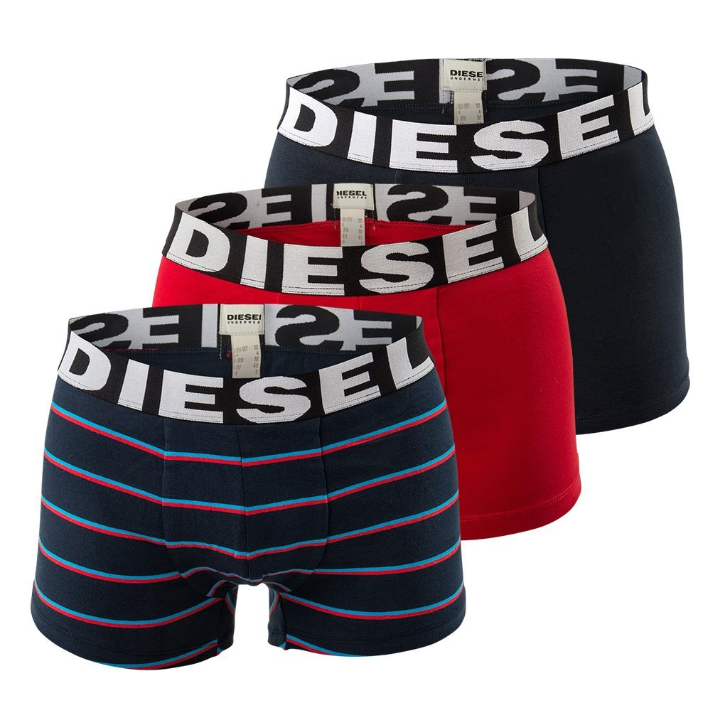 Diesel Men's 3-Pack Shawn Stretch Boxer Trunk, Dark