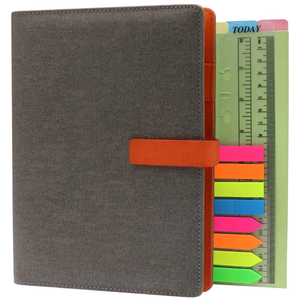 TSY Refillable Diaries Journals & Notebooks, A5 Executive Personal Organiser Ruled Notebook for Men Women, Leather Padded Cloth Cover Notebook with Pockets (Light Grey, A5)