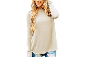 MEROKEETY Women's Long Sleeve Oversized Crew Neck Solid Color Knit Pullover Sweater Tops