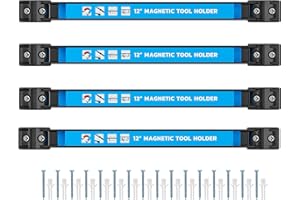 GREBSTK 12 IN Magnetic Tool Holder Strip Heavy Duty Magnetic Tool Bar Metal Tool Organizer Rack with Mounting Screws, 4PCS