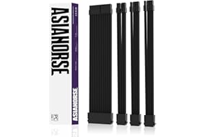 AsiaHorse 18AWG PSU Cable Extension Sleeved Custom Mod GPU PC Audio Video Power Supply Soft Braided Cables with Two Color Comb Kit 24P/8P to 6+2P/ 8P to 4+4P 30CM
