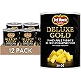 Del Monte Deluxe Gold Pineapple Tidbits in 100% Pineapple Juice, 20 oz Can (Pack of 12), Canned Fruit
