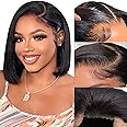 Wear and Go Glueless Bob Wig Human Hair Pre Plucked Pre Cut 4x4 Lace Closure Bob Wigs For Black Women Human Hair Glueless Straight Bob Lace Front Wigs Human Hair For Beginner Short Bob Wig (10 Inch)