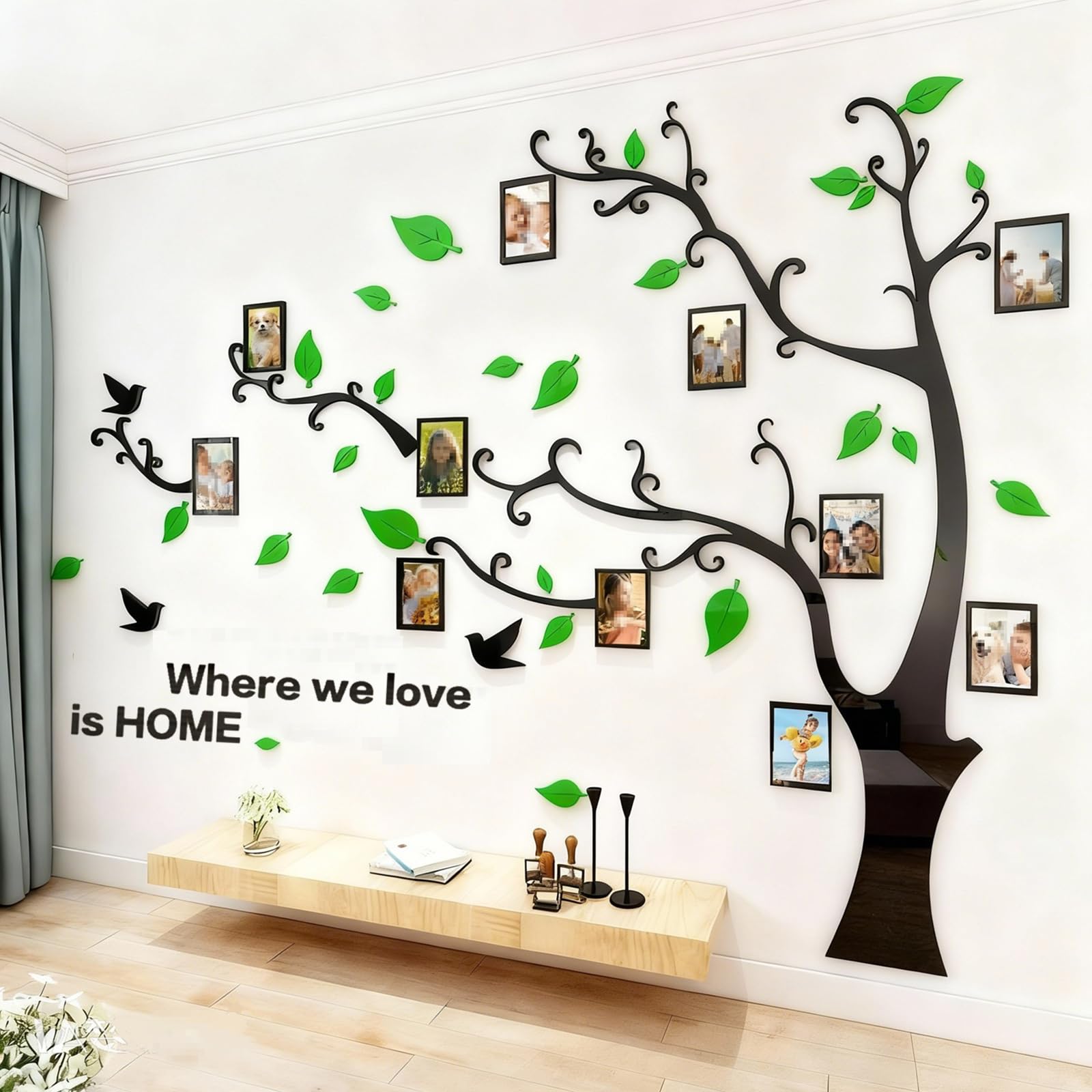 Tree Wall Stickers 3D DIY Tree Wall Decal Art Murals Large Family Photo Frames Tree Decoration for Living Room Bedroom Restaurant Home Decor โ image 1