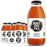 Just Ice Tea Organic Iced Tea, 16 Fl Oz Glass Bottles (Unsweetened Original Black Tea, Pack of 12)