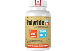 POLYRIDE FE Ultra Iron Supplements with Vitamin C and B12 for Optimal Absorption - Vegan Iron Pills for Women and Men - 100 C