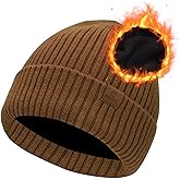 Oversize XL/XXL Merino Wool Beanie Hat for Men - Fleece Lined Large Winter Hat Ski Skull Cap for Big Heads