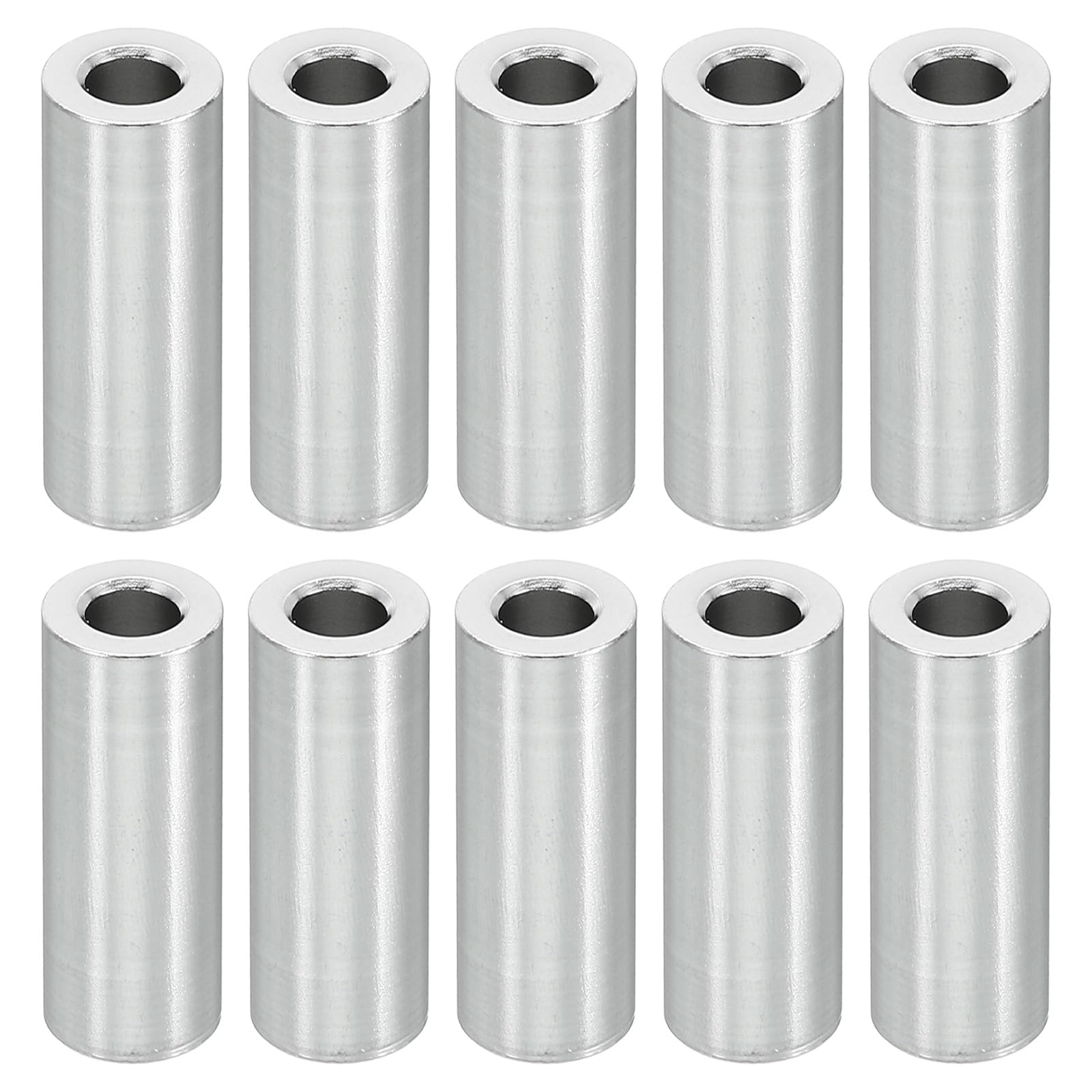 PATIKIL M5 Aluminum Spacers, 10 Pcs Metal Spacer Aluminum 5.2mm ID x 10mm OD x 25mm L Aluminum Spacer Screw Standoff Round for 1/5inch or M5 Screw Bolts