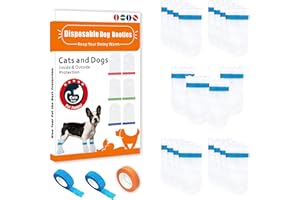 PENVINOO 20 Disposable Dog Boots, Disposable Waterproof Dog Boots, Disposable dustproof Dog Shoes, with 3 Rolls of Adjustable self-Adhesive Bandages for Enhanced Adhesion (L)
