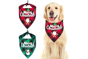 MEWLMART Christmas Dog Bandanas Christmas Scarf for Large Dogs for Dog Buffalo Plaid Dog Holiday Bandanas for Large Breed Christmas Bandanas for Dogs L XL XXL Scarf Dog Christmas Clothes…