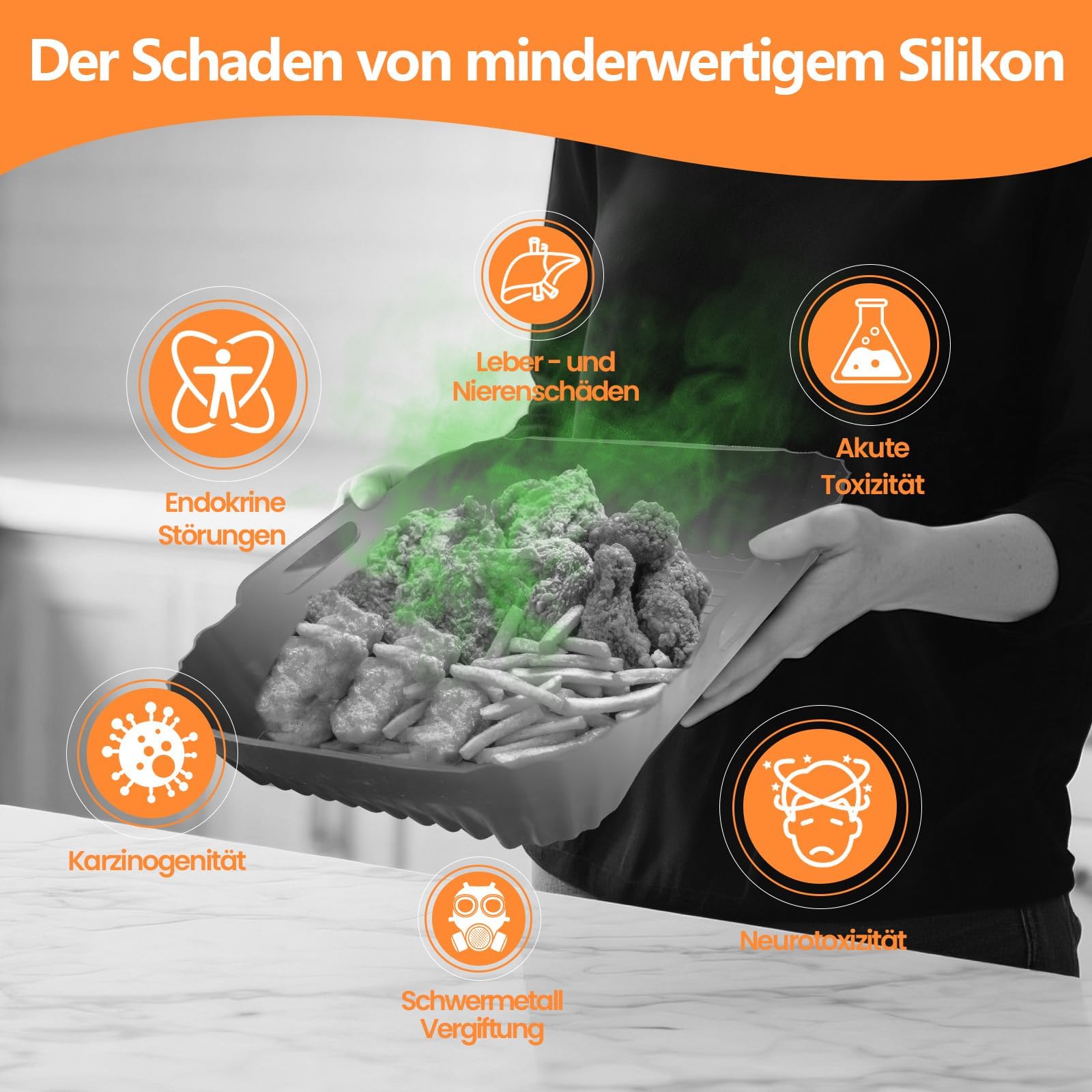 Airfryer Zubehör für COSORI Heißluftfritteuse Zubehör Dual Zone 8.5 L,Wiederverwendbares Airfryer Zubehör Einschließlich Silikonformen, Grillrost, Brotbackformen für COSORI CAF-R901-AE Airfryer 3